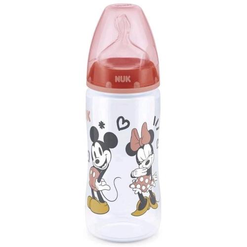 Nuk Disney Mickey Mouse First Choice Plus 6-18m Πλαστικό Μπιμπερό με Δείκτη Ελέγχου Θερμοκρασίας & Θηλή Σιλικόνης Προσαρμοσμένη στο Σχήμα της Γνάθου 300ml - Κόκκινο